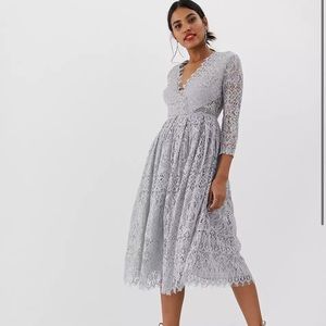 ASOS Long Sleeve Lace Midi Dress